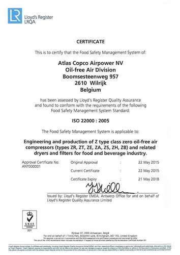 atlas copco certificate|ISO 22000 Certification for the Food & Beverage Industry.